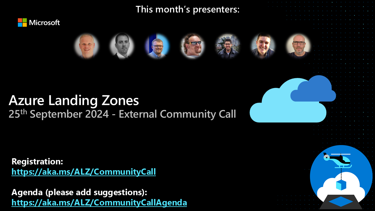 Screenshot of Azure Landing Zones Community Call from September 2024 recording on YouTube