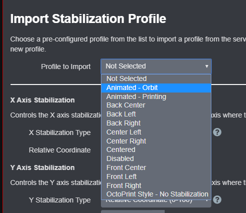 Import a Stabilization Profile