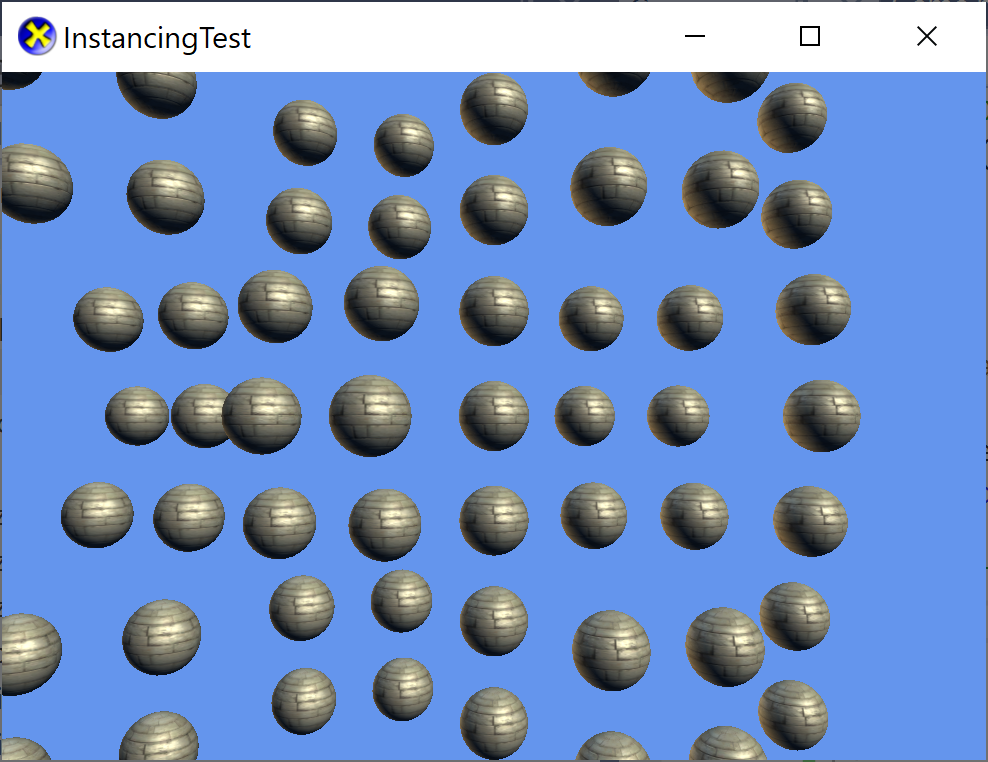 Screenshot of many moving sphere