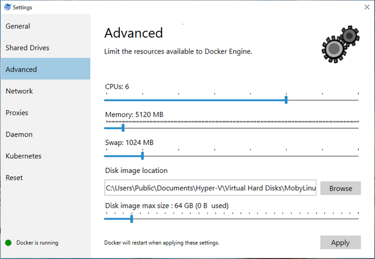 docker Advanced Settings