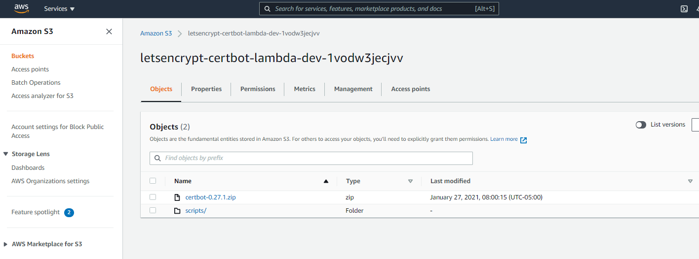 aws-console-s3-artifacts