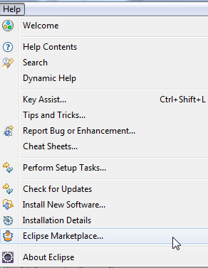 Help -> Eclipse Marketplace... 