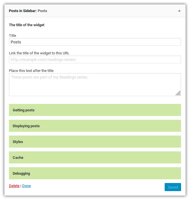 The widget panel