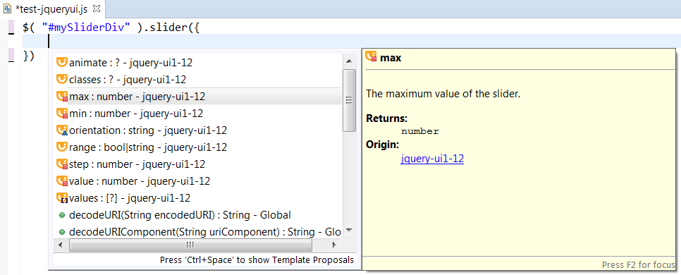 jQuery UI Options Completion