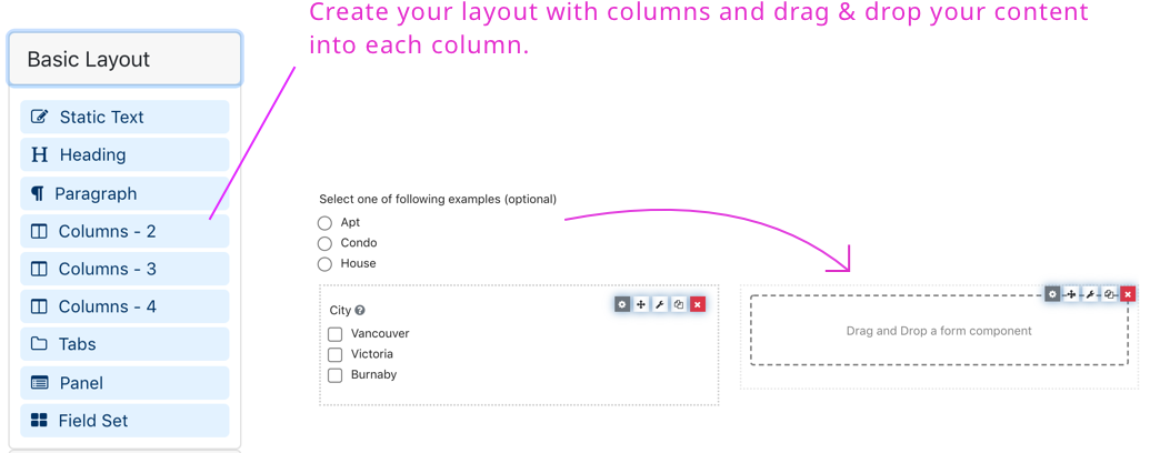 Column Layout - drag and drop