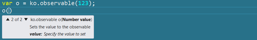 Observable strong typed observable intellisense