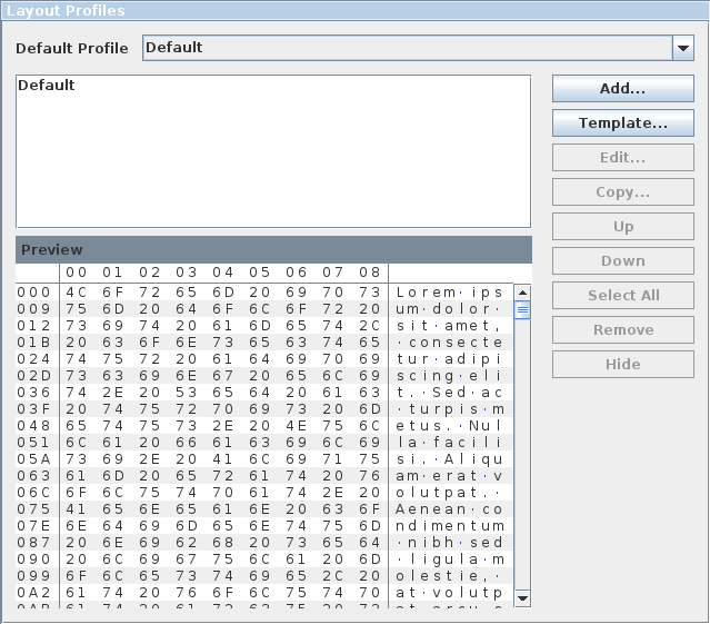 Layout Profiles Options