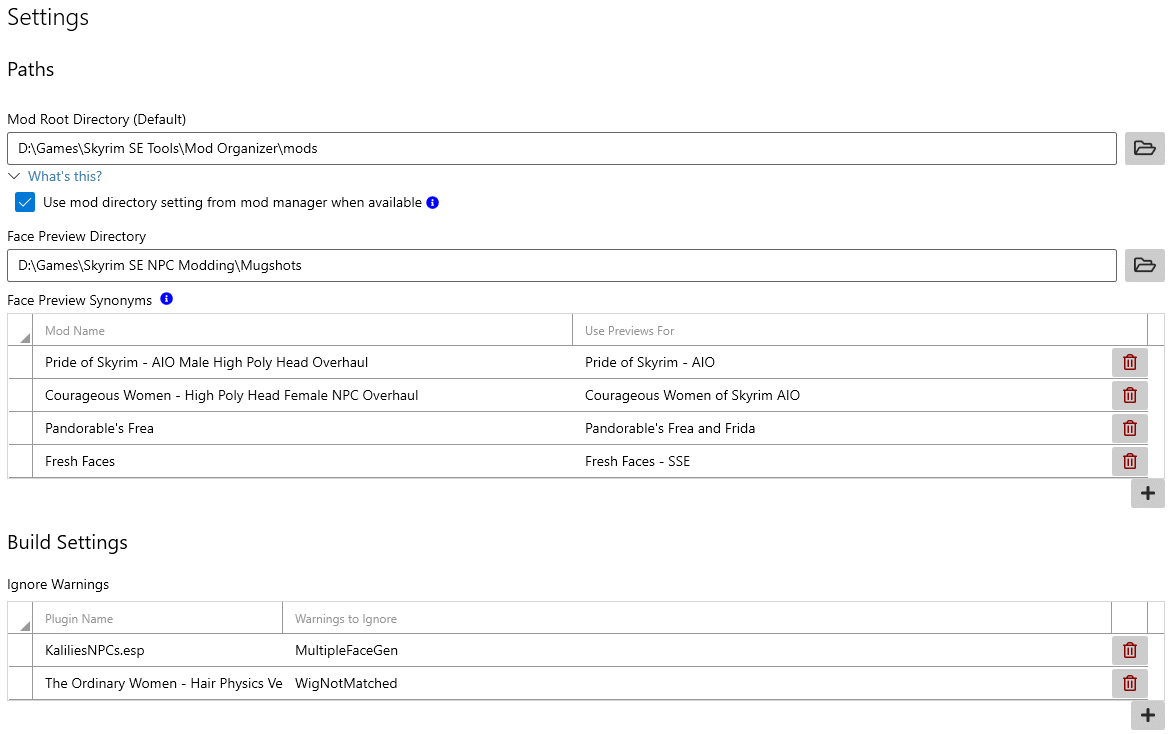 Settings Page