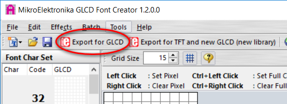 Export font