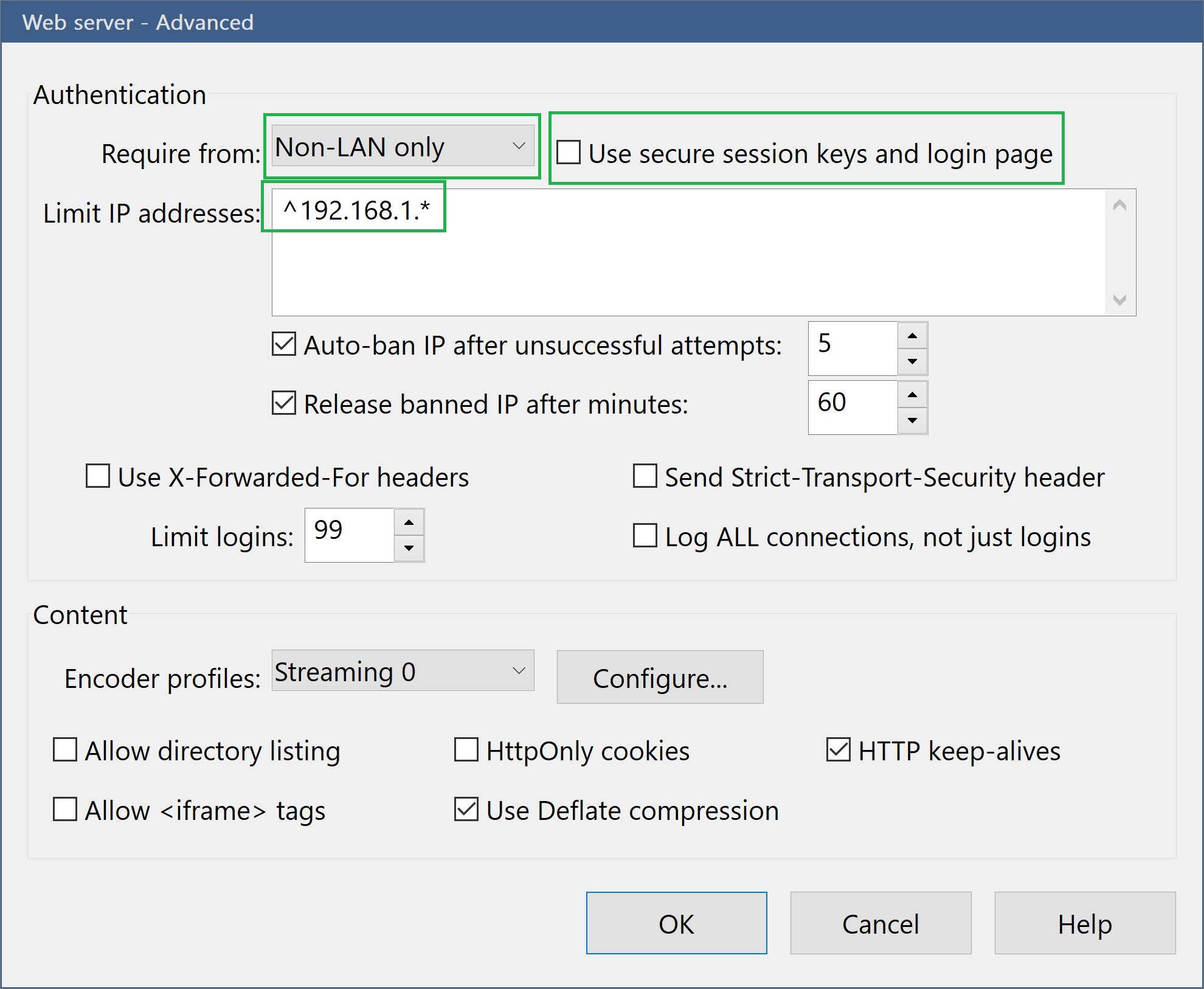 Web server advanced configuration