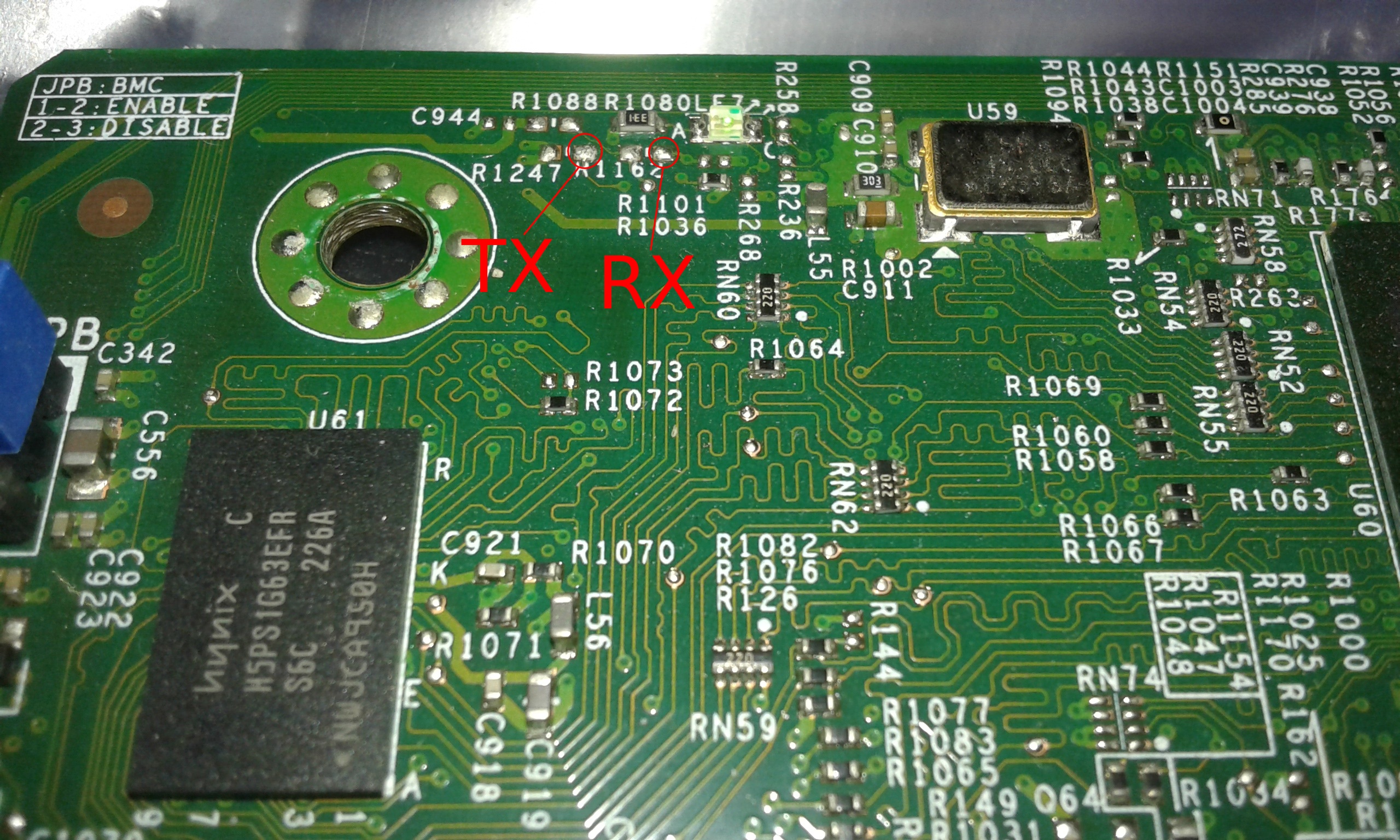 location of debug UART pads