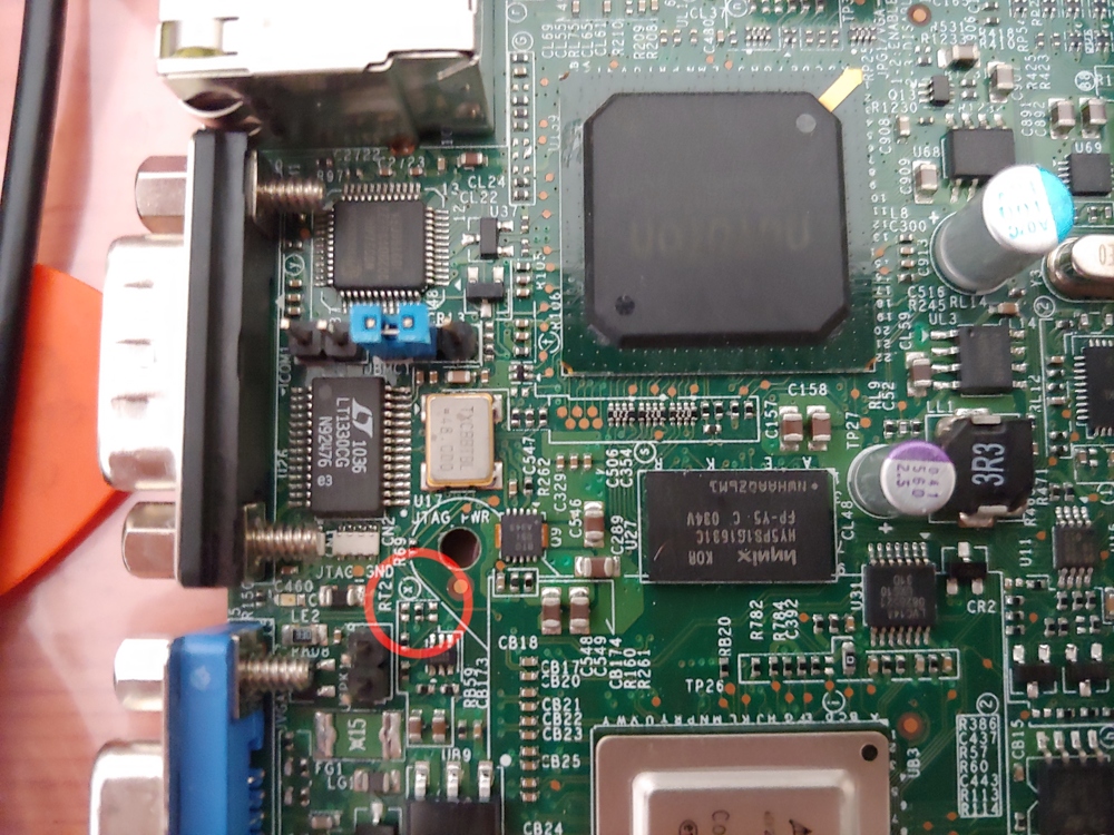 picture of mainboard area where UART signals can be accessed