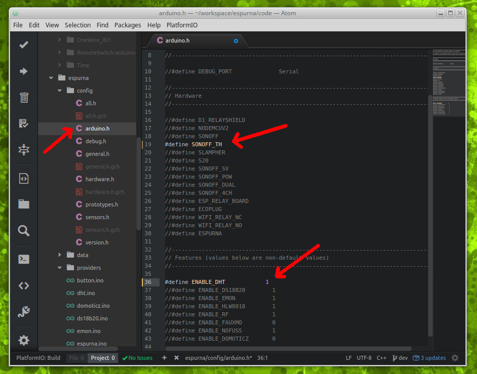 Arduino IDE - Hardware configuration from Atom